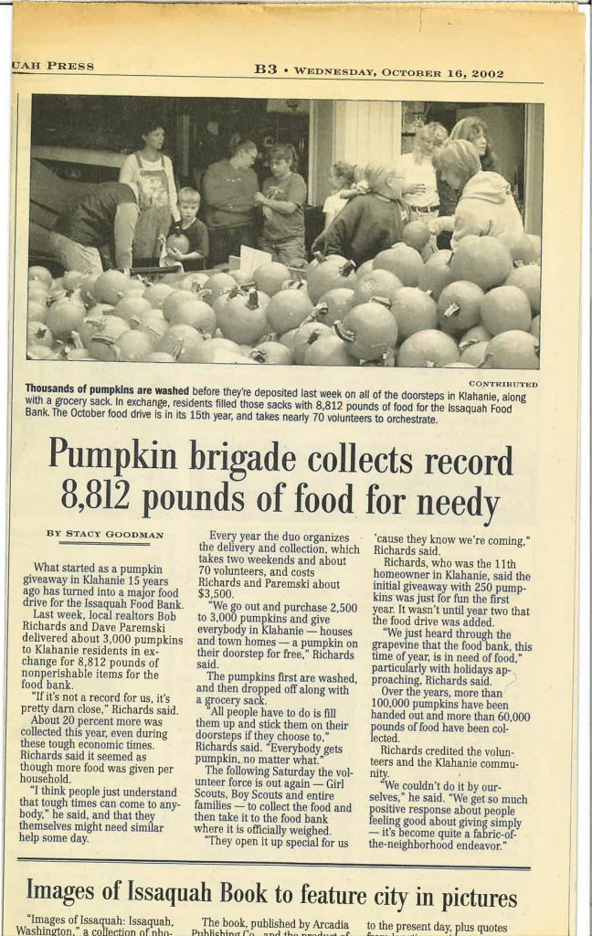 Food Drive article 2002